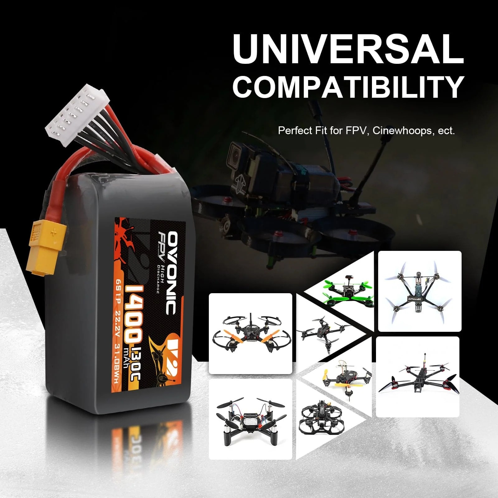 Ovonic 6S 1400mAh 130C LiPo Ba - Walksnail Avatar Hd Goggles X recension och pris