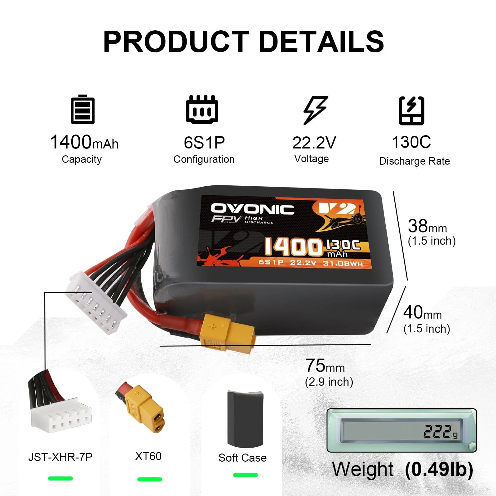 Ovonic 6S LiPo Battery 22.2V 1 - Walksnail Avatar Hd Goggles X recension och pris